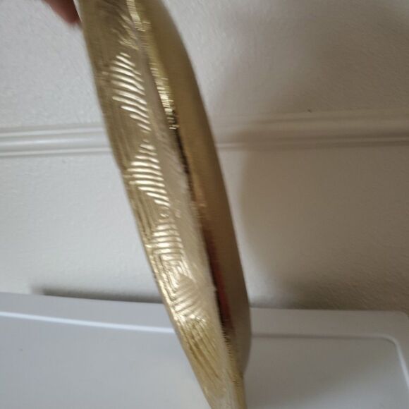 Gold Tone Metal Decorative Home Decor Wall Hanging Art Oval Platter Threshold - Picture 10 of 16